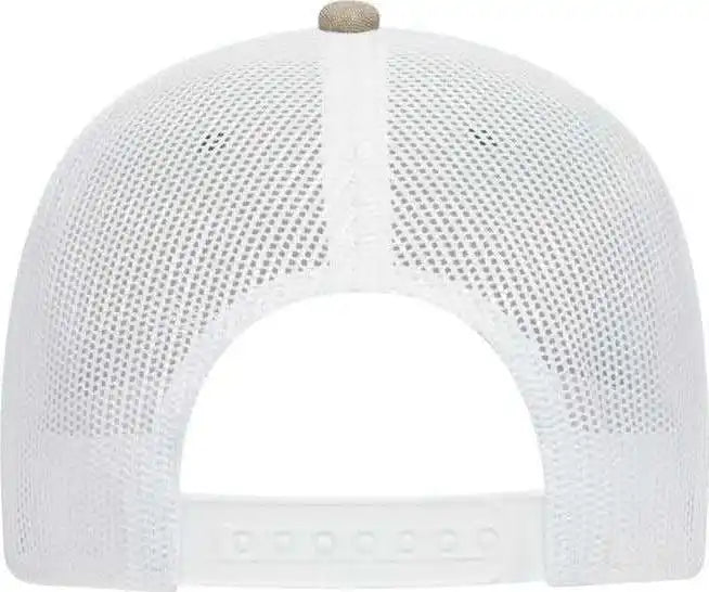 Otto 83-1279 6 Panel Low Profile Mesh Back Trucker Hat - Khaki White - one Size Fits Most