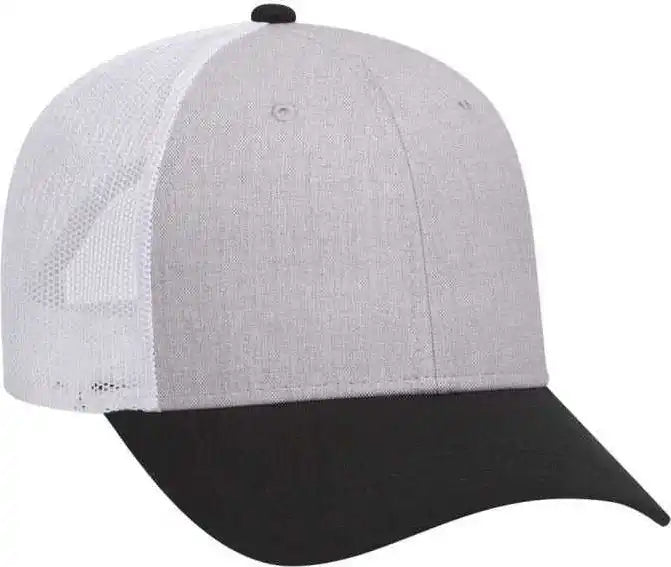 Otto 83 1300 6 Panel Low Profile Mesh Back Trucker Hat Black Heather Gray White / one Size Fits Most