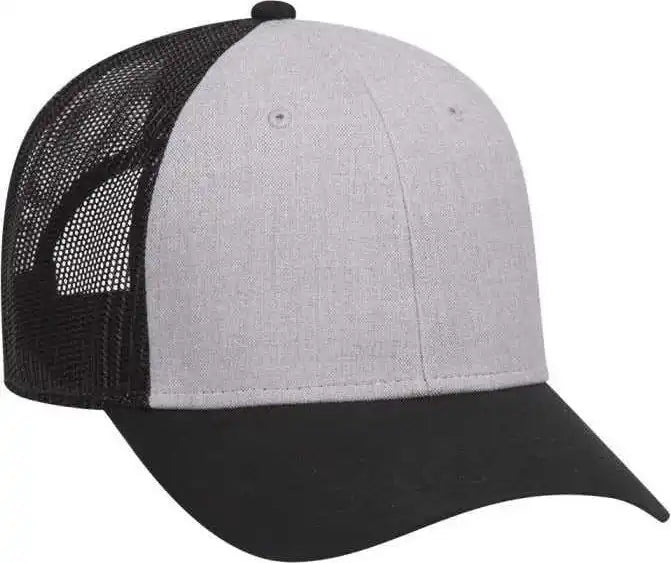 Otto 83-1300 6 Panel Low Profile Mesh Back Trucker Hat - Black Heather Gray - one Size Fits Most