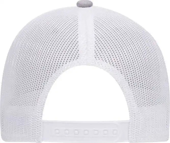 Otto 83-1300 6 Panel Low Profile Mesh Back Trucker Hat - Heather Gray Red White - one Size Fits Most