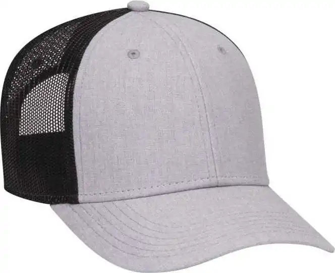 Otto 83 1300 6 Panel Low Profile Mesh Back Trucker Hat Heather Gray Black / one Size Fits Most