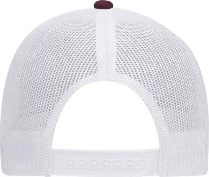 Otto 83-1300 6 Panel Low Profile Mesh Back Trucker Hat - Maroon Heather Gray White - one Size Fits Most