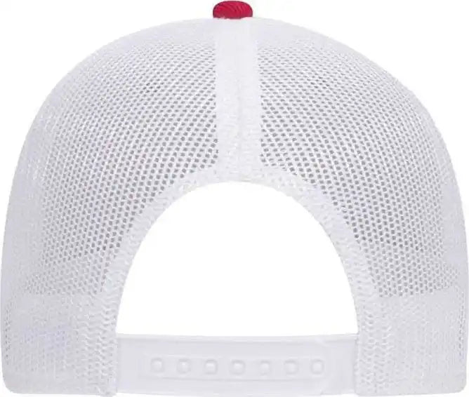 Otto 83-1300 6 Panel Low Profile Mesh Back Trucker Hat - Red Heather Gray White - one Size Fits Most