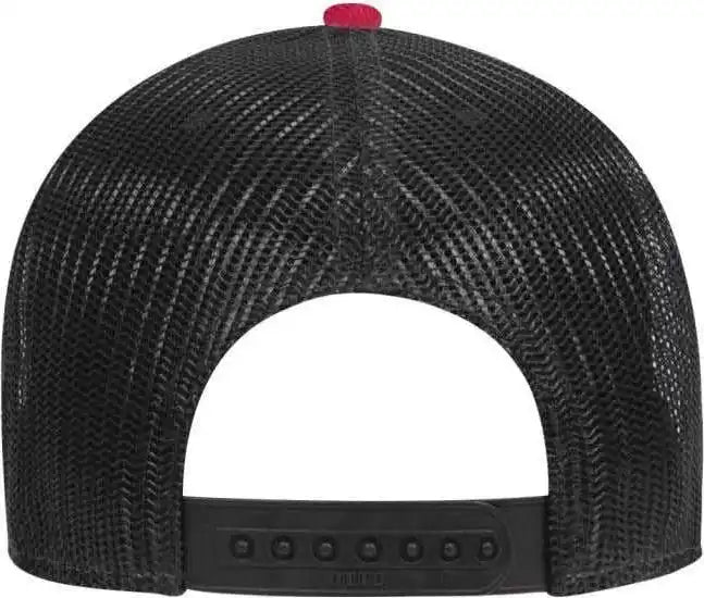 Otto 83-1300 6 Panel Low Profile Mesh Back Trucker Hat - Red Heather Gray Black - one Size Fits Most