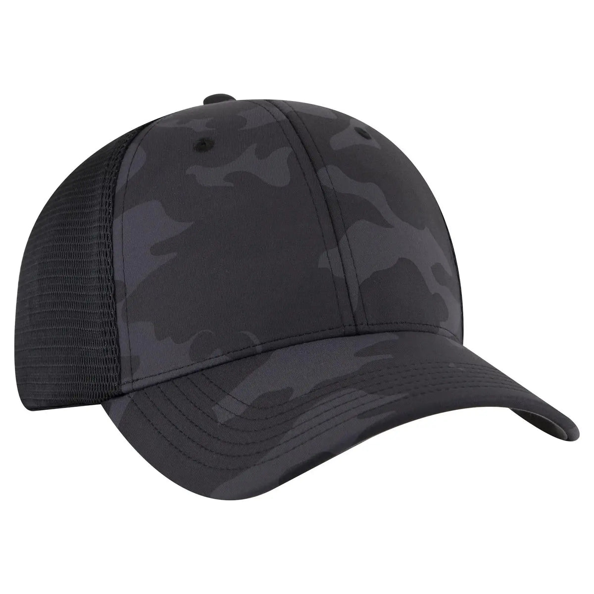 Otto 83-2 ?Otto Comfy Fit’ 6 Panel Low Profile Mesh Back Trucker Cap - Ch. Gry/blk/blk - 7 3/8’’ - 5/8’’