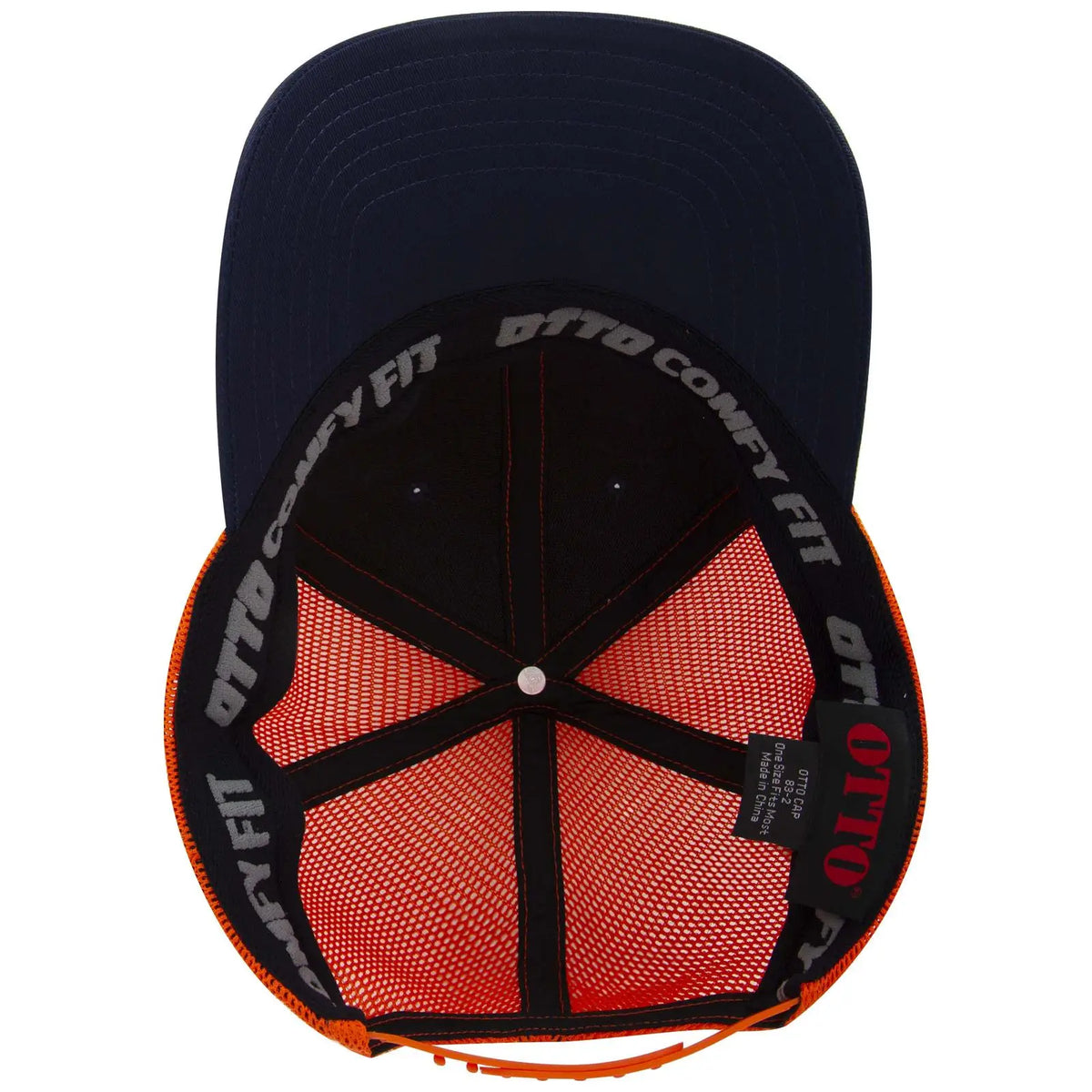 Otto 83-2 ?Otto Comfy Fit’ 6 Panel Low Profile Mesh Back Trucker Cap - Nvy/nvy/org - 7 3/8’’ - 5/8’’