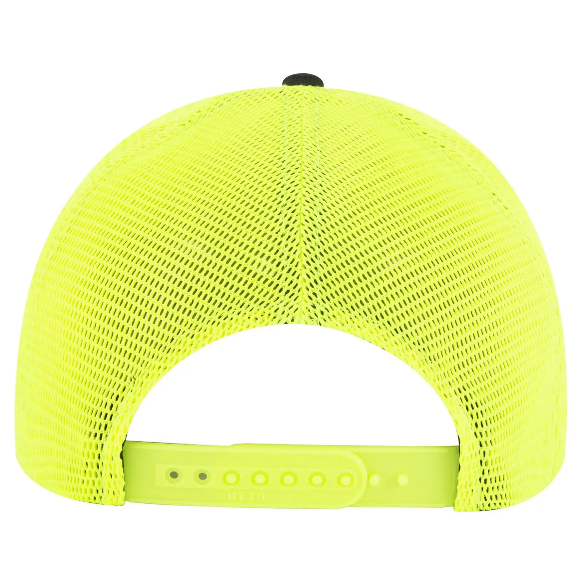 Otto 83-2 ?Otto Comfy Fit’ 6 Panel Low Profile Mesh Back Trucker Cap - Blk/blk/n.ylw - 7 3/8’’ - 5/8’’
