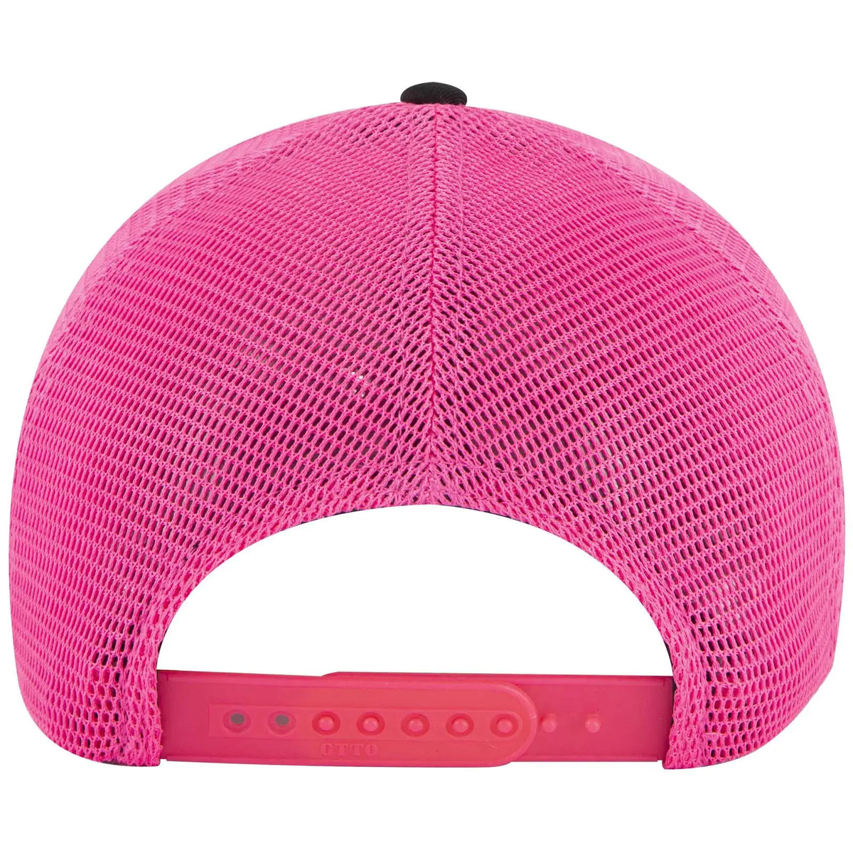 Otto 83-2 ?Otto Comfy Fit’ 6 Panel Low Profile Mesh Back Trucker Cap - Blk/blk/n.pnk - 7 3/8’’ - 5/8’’