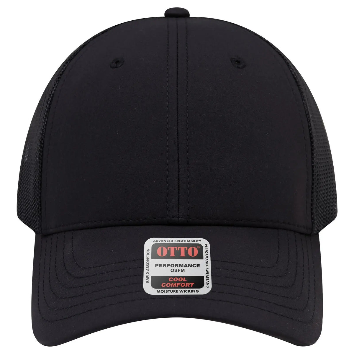 Otto 83-3 6 Panel Low Profile Mesh Back Trucker Cap - Black - 7 3/8’’ - 5/8’’