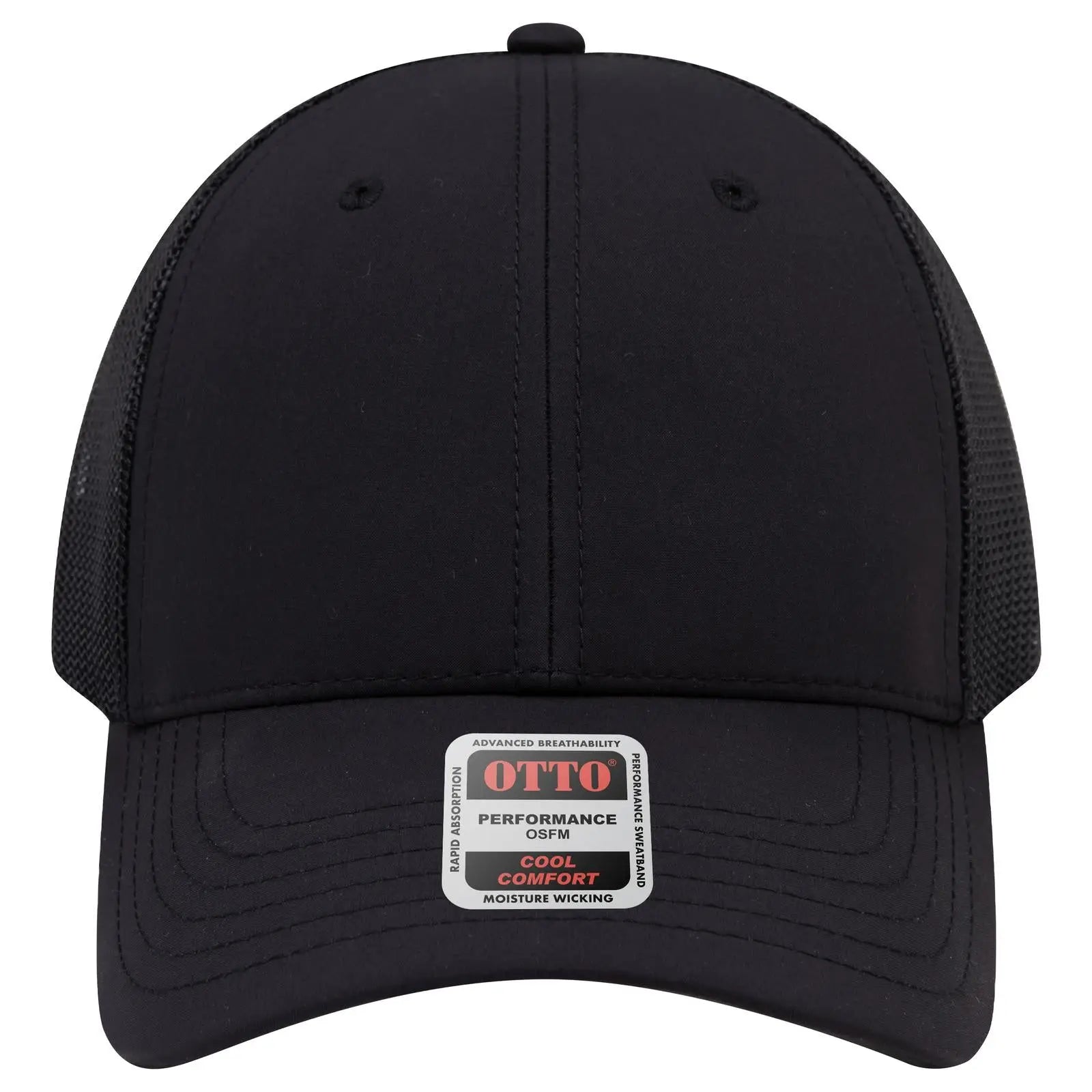 Otto 83-3 6 Panel Low Profile Mesh Back Trucker Cap - Black - 7 3/8’’ - 5/8’’