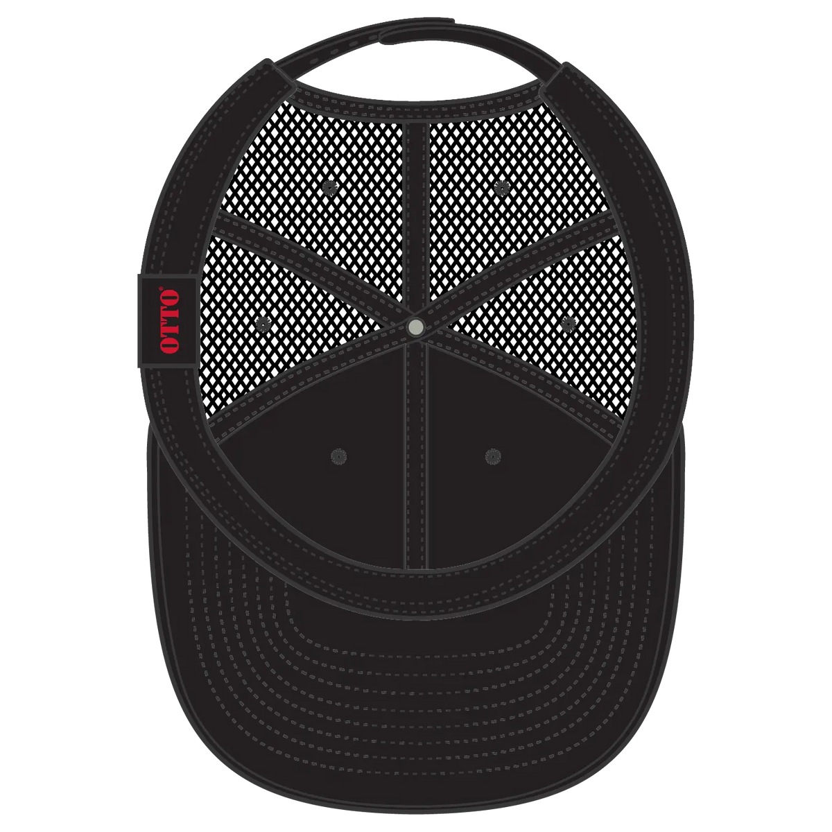 Otto 83-3 6 Panel Low Profile Mesh Back Trucker Cap - Black - 7 3/8’’ - 5/8’’