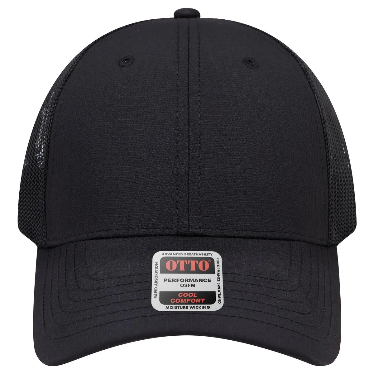 Otto 83-3 6 Panel Low Profile Mesh Back Trucker Cap - Black - 7 3/8’’ - 5/8’’