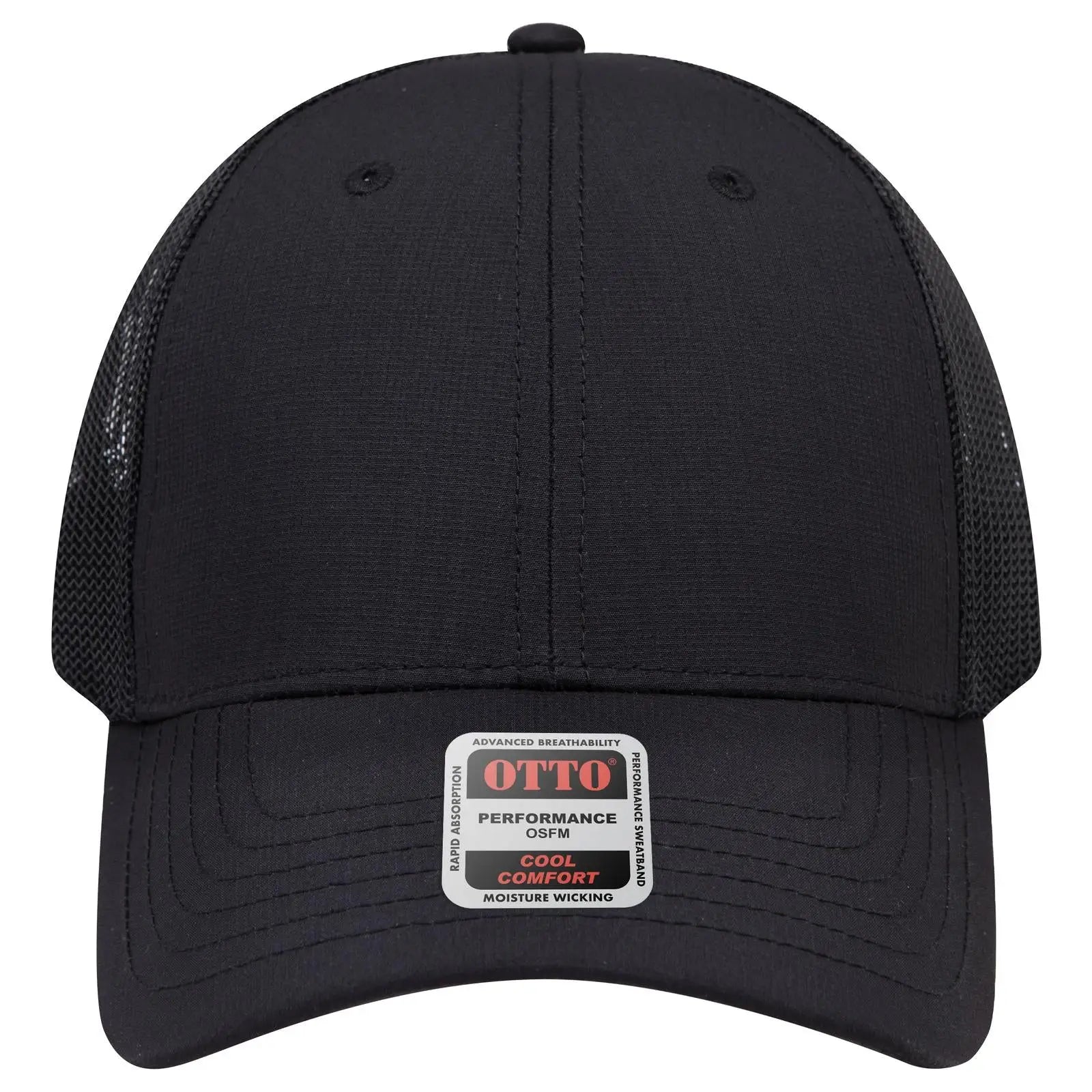 Otto 83-3 6 Panel Low Profile Mesh Back Trucker Cap - Black - 7 3/8’’ - 5/8’’
