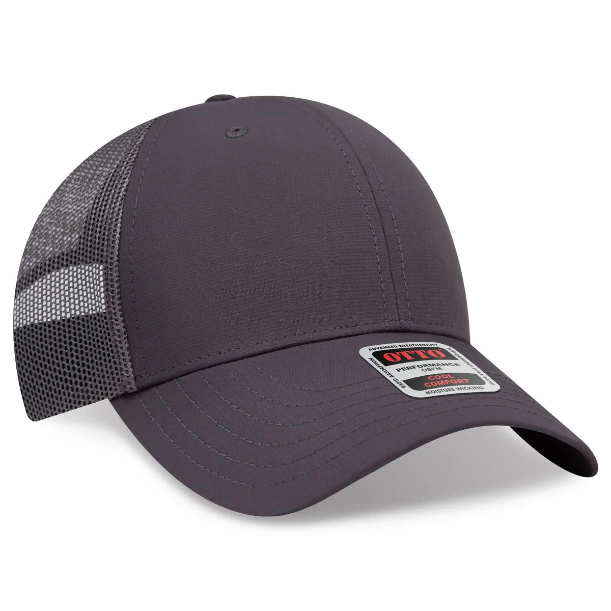 Otto 83-3 6 Panel Low Profile Mesh Back Trucker Cap - Char. Gray - 7 3/8’’ - 5/8’’