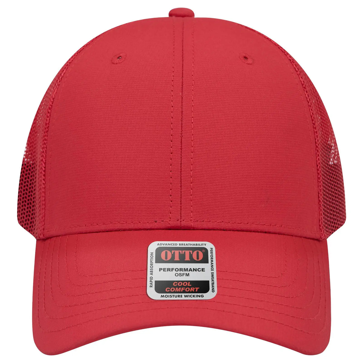 Otto 83-3 6 Panel Low Profile Mesh Back Trucker Cap - Red - 7 3/8’’ - 5/8’’