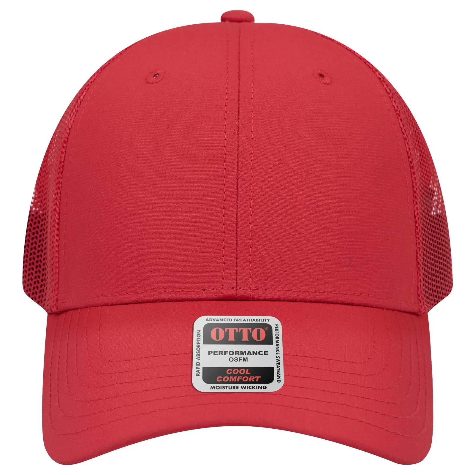 Otto 83-3 6 Panel Low Profile Mesh Back Trucker Cap - Red - 7 3/8’’ - 5/8’’