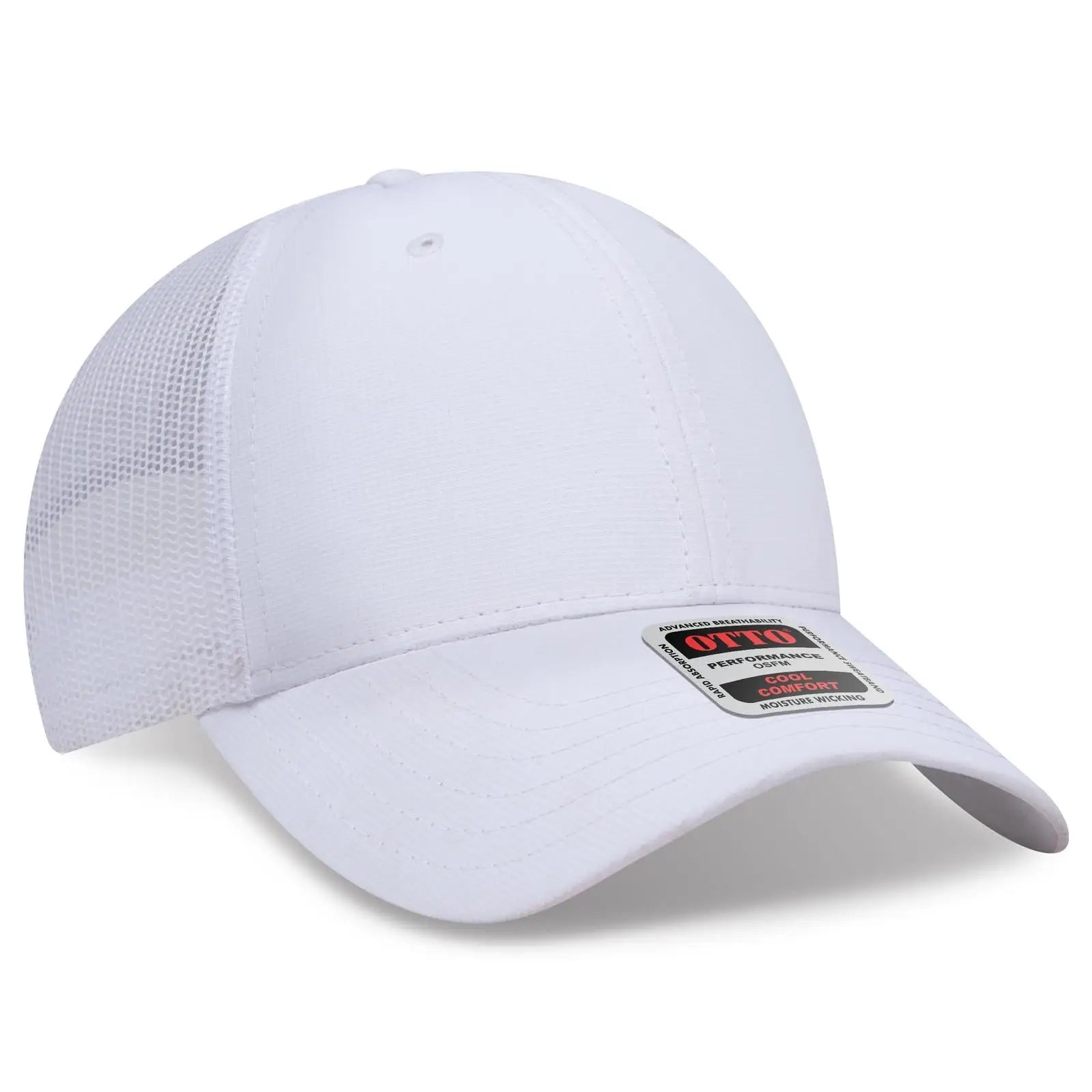 Otto 83-3 6 Panel Low Profile Mesh Back Trucker Cap - White - 7 3/8’’ - 5/8’’