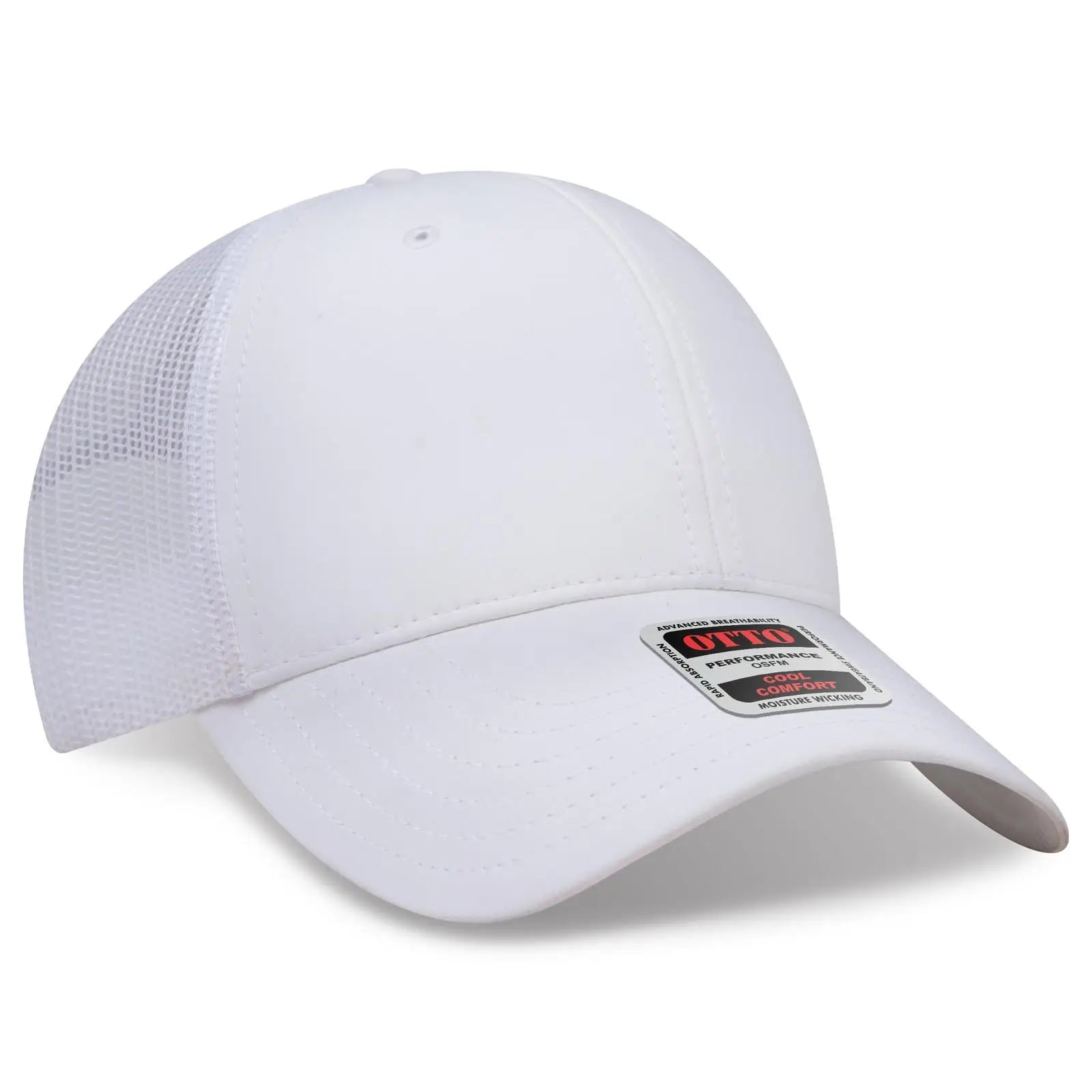 Otto 83-3 6 Panel Low Profile Mesh Back Trucker Cap - Wht - 7 3/8’’ - 5/8’’