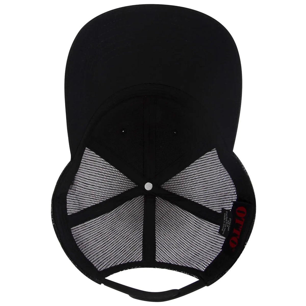Otto 83-4 6 Panel Low Profile Mesh Back Trucker Cap - Black - 7 3/8’’ - 5/8’’