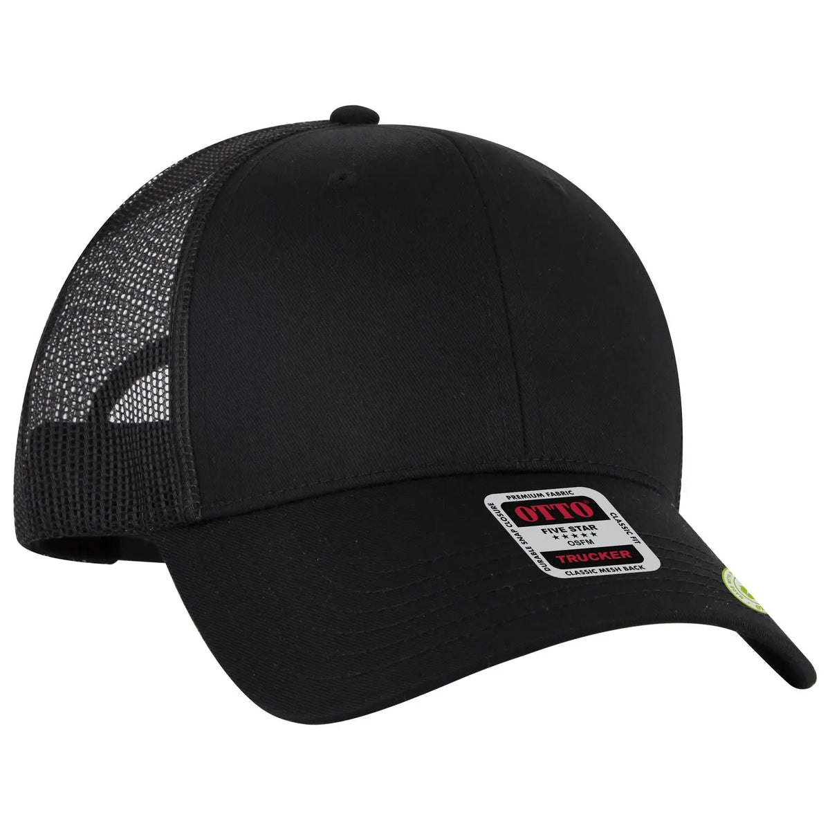 Otto 83-4 6 Panel Low Profile Mesh Back Trucker Cap - Black - 7 3/8’’ - 5/8’’