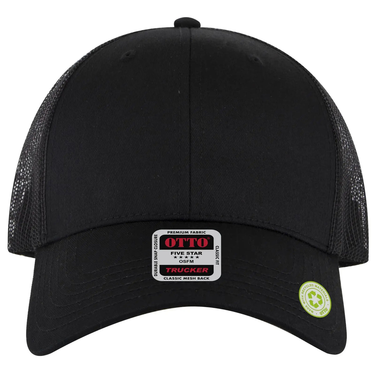 Otto 83-4 6 Panel Low Profile Mesh Back Trucker Cap - Black - 7 3/8’’ - 5/8’’