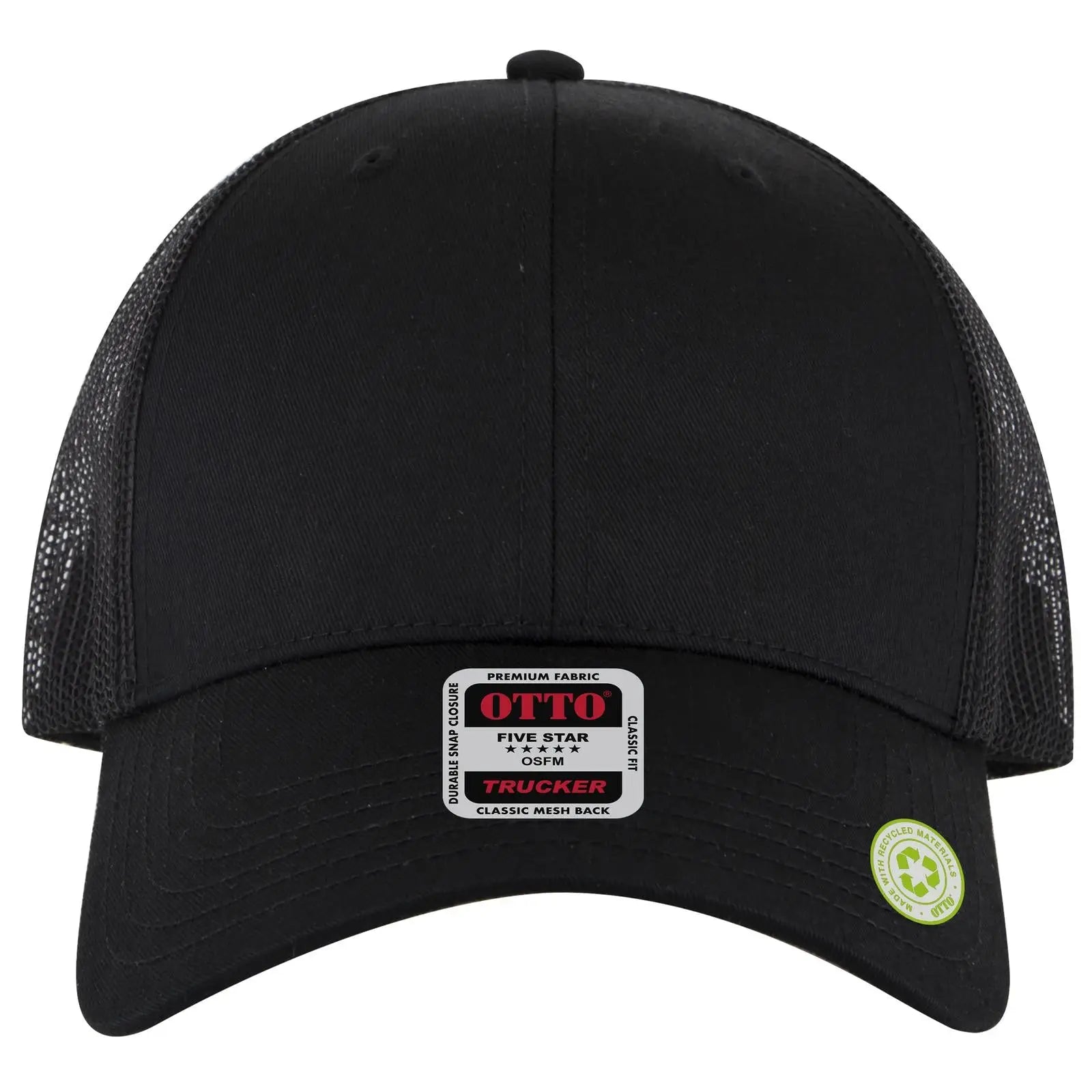 Otto 83-4 6 Panel Low Profile Mesh Back Trucker Cap - Black - 7 3/8’’ - 5/8’’