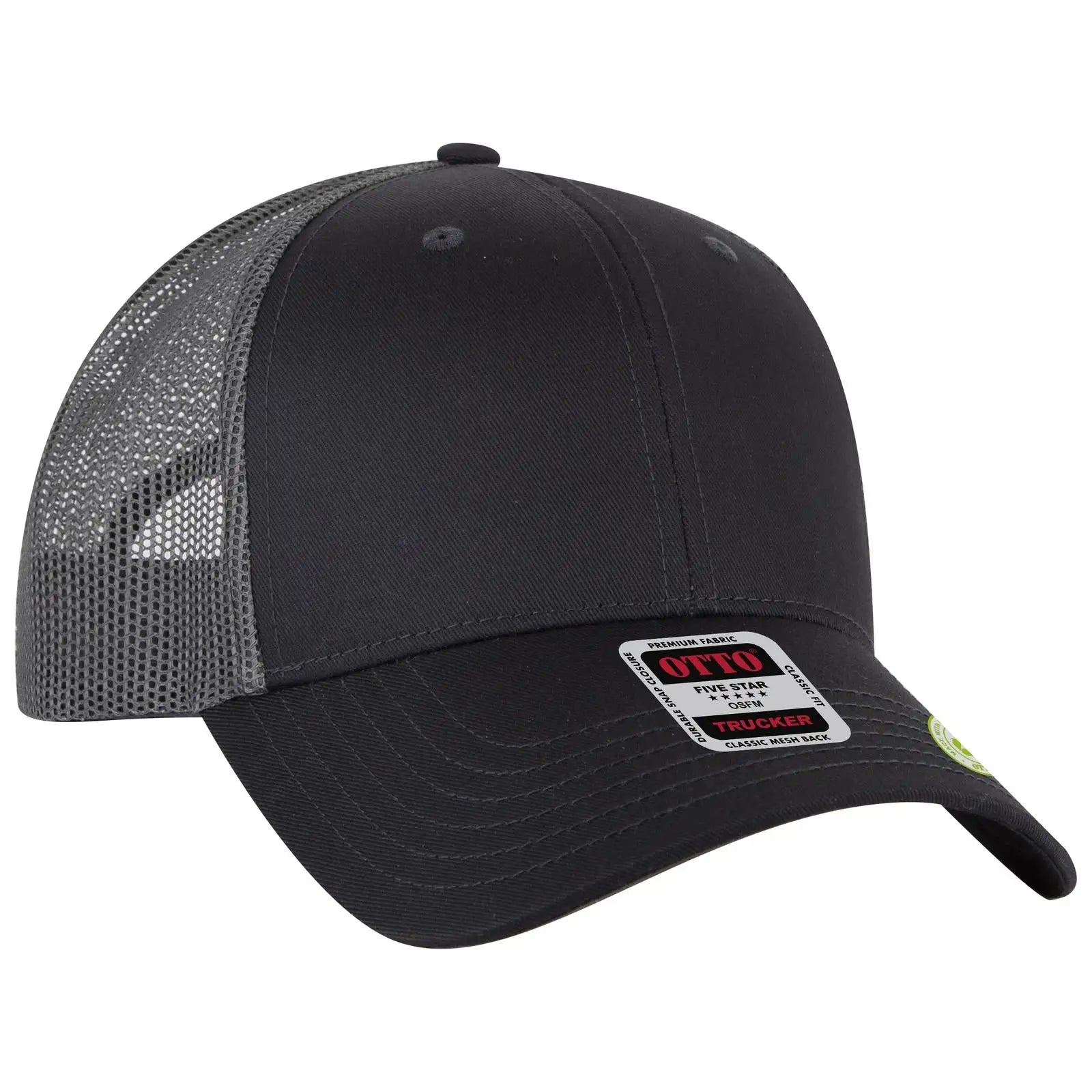 Otto 83-4 6 Panel Low Profile Mesh Back Trucker Cap - Char. Gray - 7 3/8’’ - 5/8’’