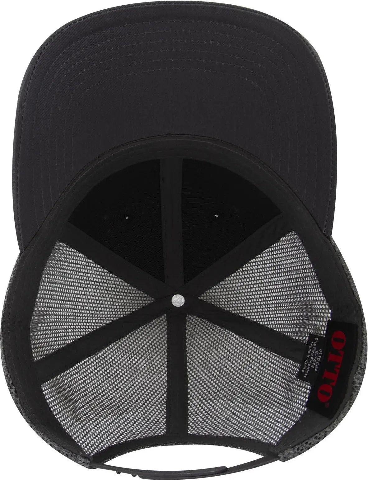 Otto 83-473 6 Panel Low Profile Mesh Back Trucker Cap - Ch.gry/blk/ch.gry - 1/2’’ - 7 5/8’’