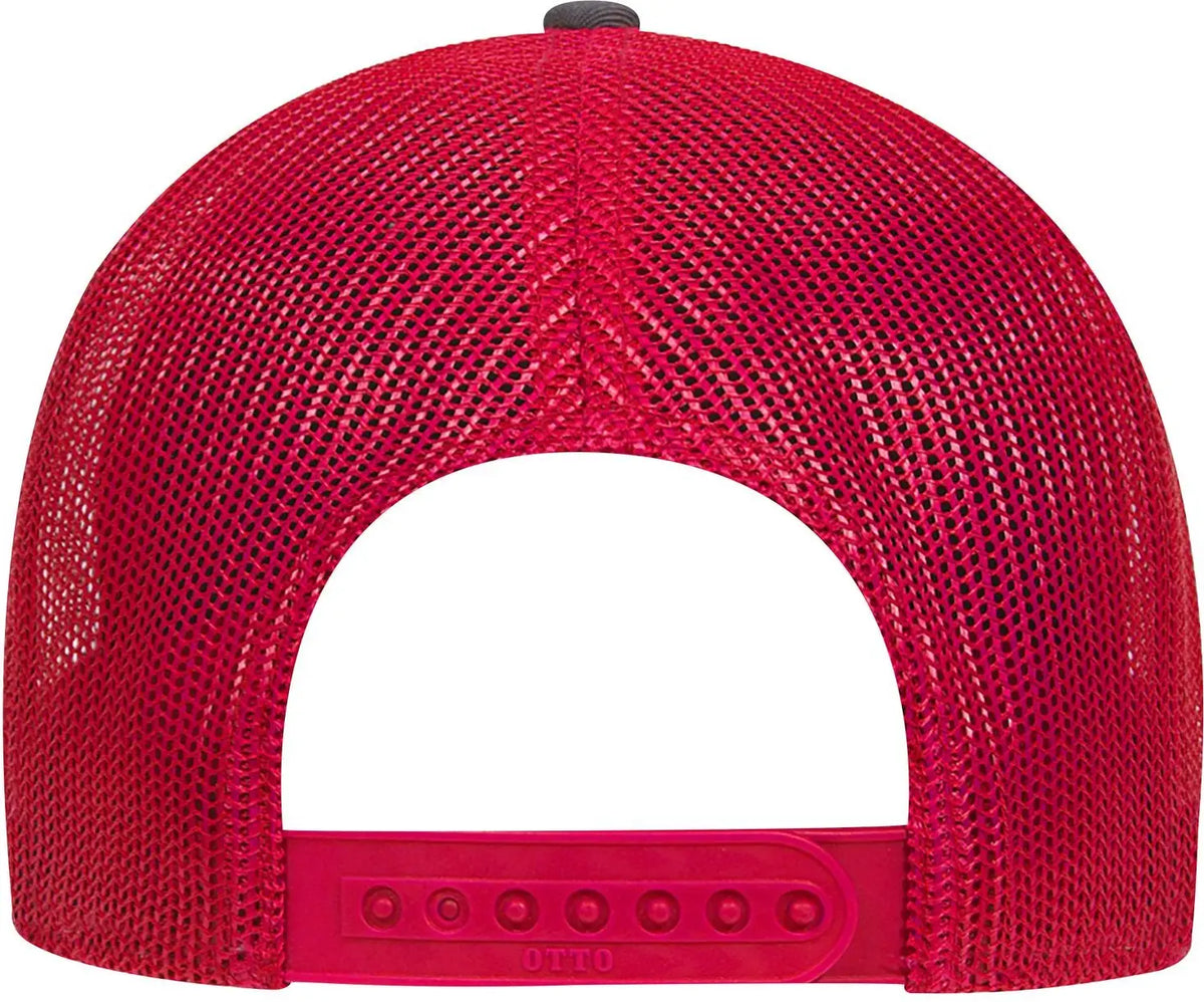 Otto 83-473 6 Panel Low Profile Mesh Back Trucker Cap - Ch.gry/ch.gry/red - 1/2’’ - 7 5/8’’