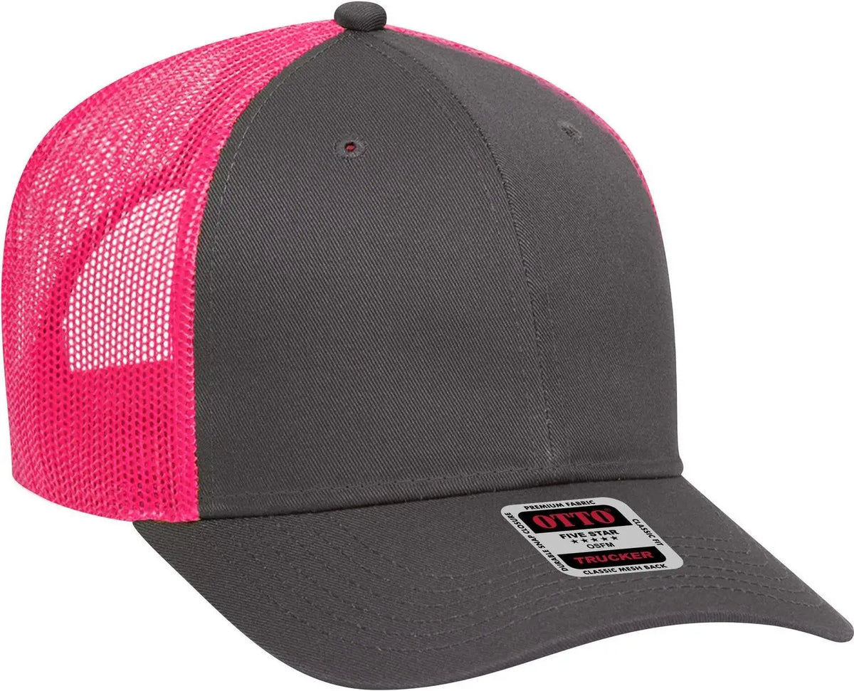 Otto 83-473 6 Panel Low Profile Mesh Back Trucker Cap - Ch.gry/ch.gry/n.pnk - 1/2’’ - 7 5/8’’