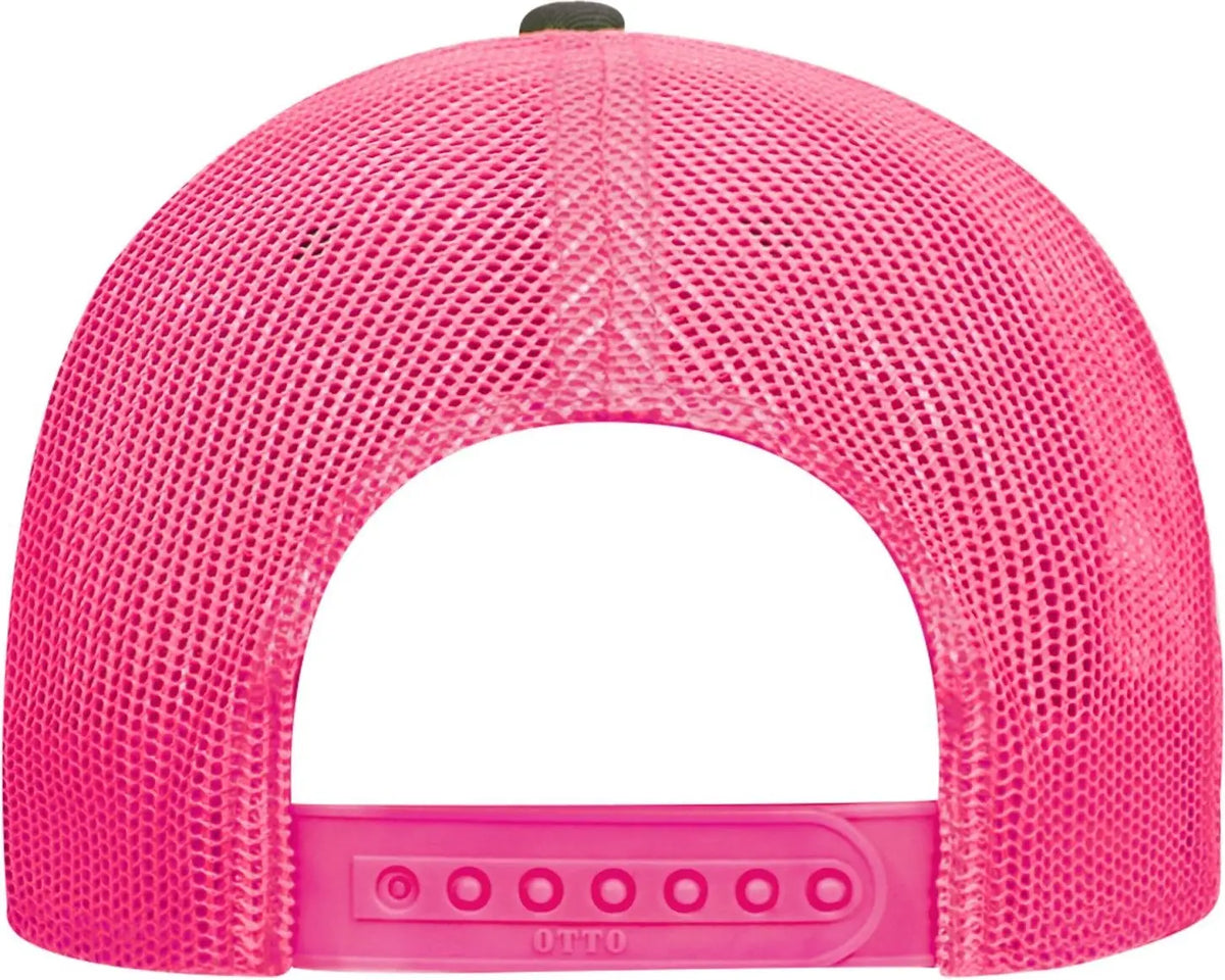 Otto 83-473 6 Panel Low Profile Mesh Back Trucker Cap - Ch.gry/ch.gry/n.pnk - 1/2’’ - 7 5/8’’