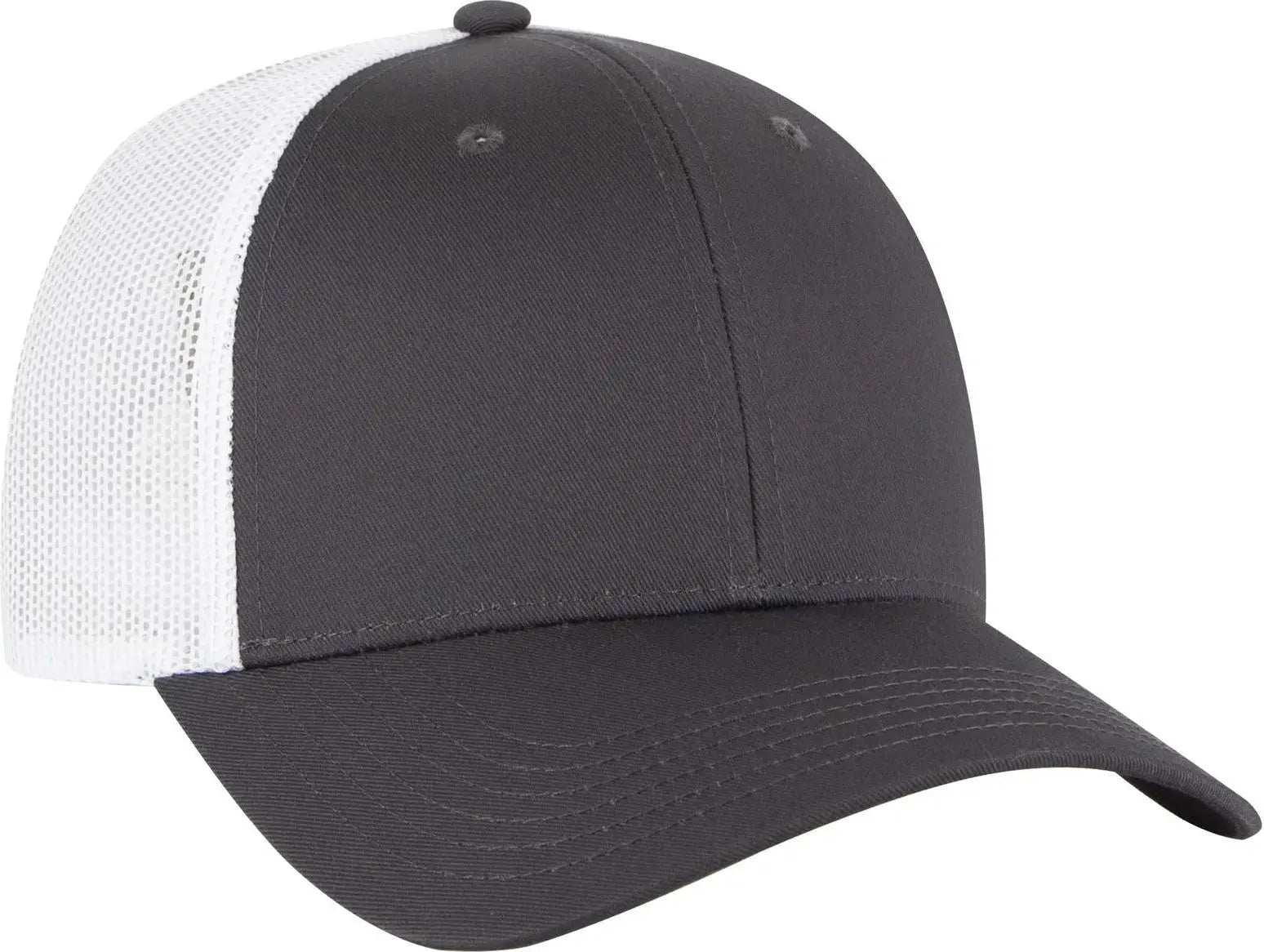 Otto 83-473 6 Panel Low Profile Mesh Back Trucker Cap - Ch.gry/ch.gry/wht - 1/2’’ - 7 5/8’’