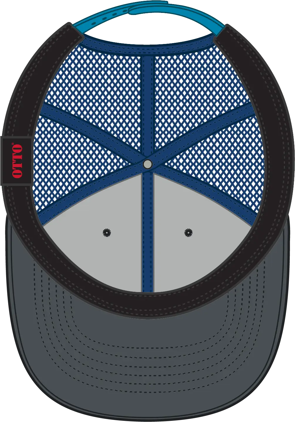 Otto 83-473 6 Panel Low Profile Mesh Back Trucker Cap - Ch.gry/ch.gry/n.blu - 1/2’’ - 7 5/8’’
