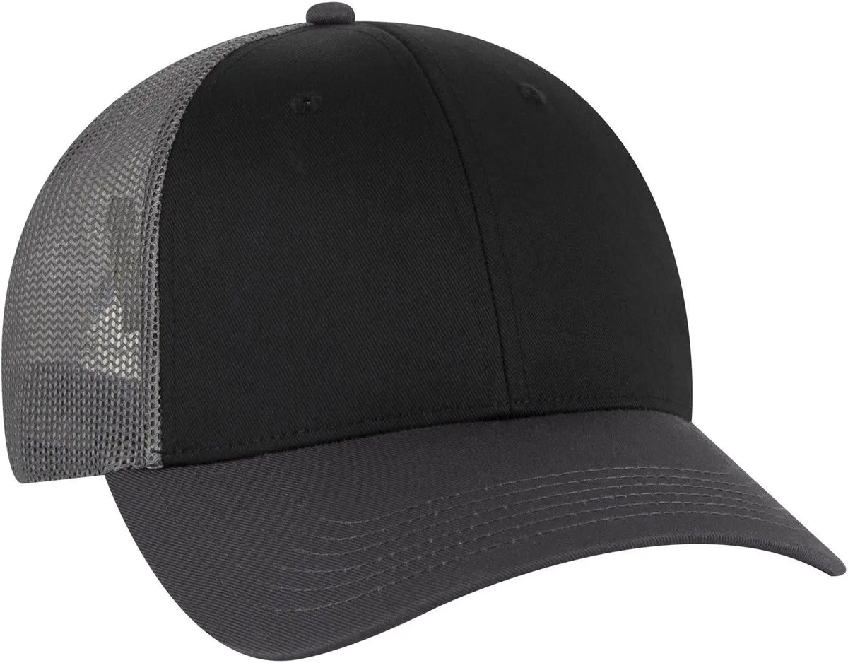 Otto 83-473 6 Panel Low Profile Mesh Back Trucker Cap - Ch.gry/blk/ch.gry - 1/2’’ - 7 5/8’’
