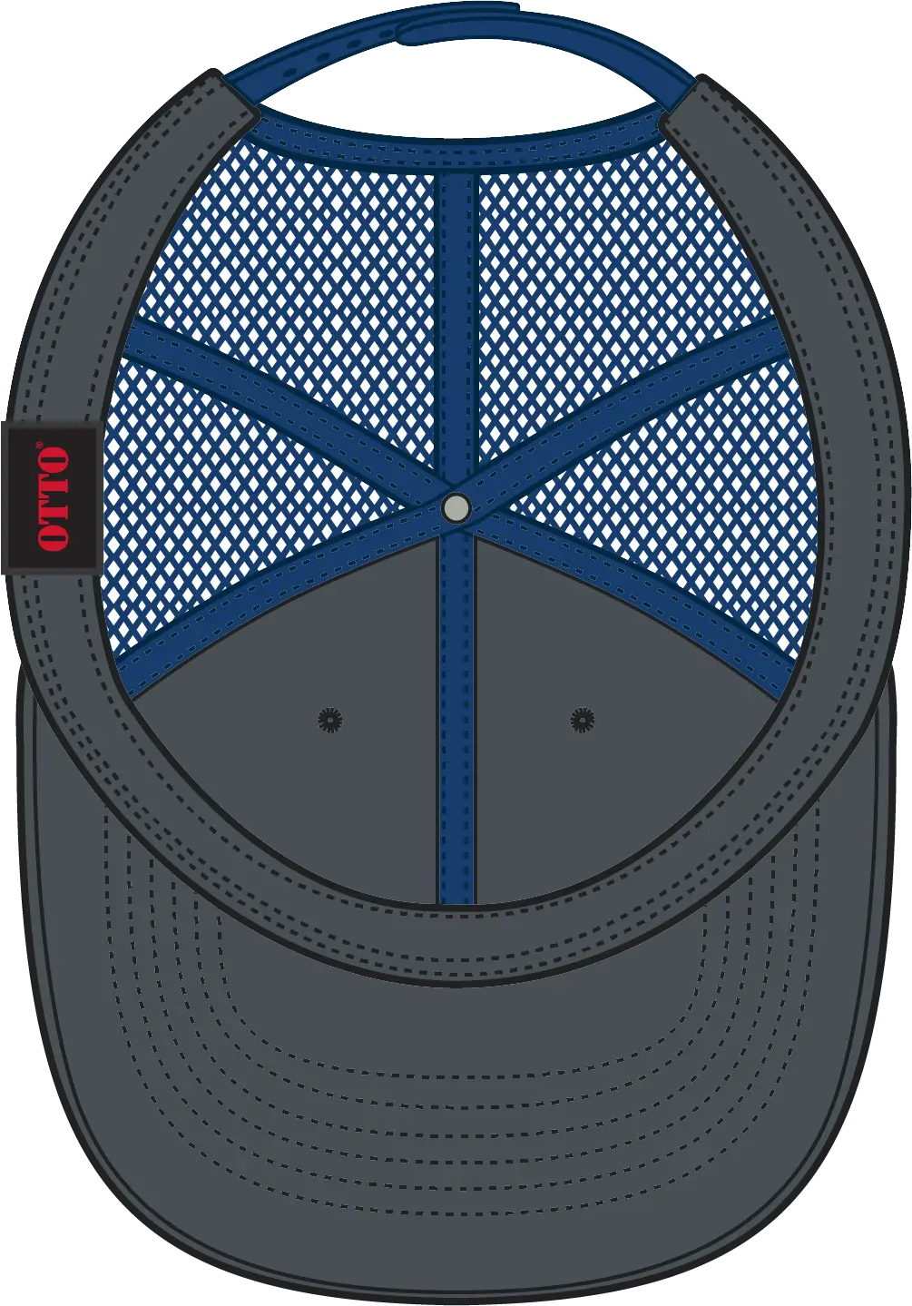 Otto 83-473 6 Panel Low Profile Mesh Back Trucker Cap - Ch.gry/ch.gry/ryl - 1/2’’ - 7 5/8’’