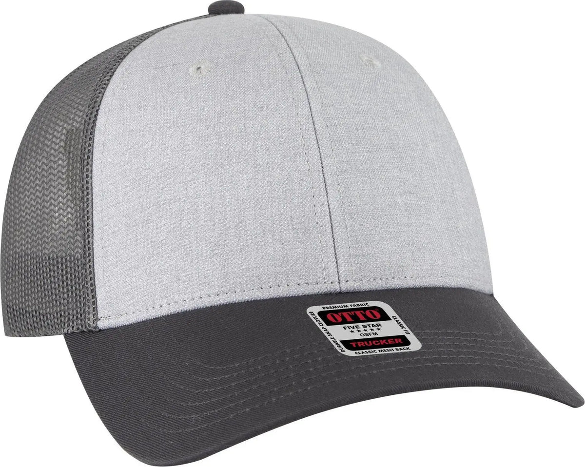 Otto 83-473 6 Panel Low Profile Mesh Back Trucker Cap - Charcoalgray/heathergray/charcoalgray - 1/2’’ - 7 5/8’’