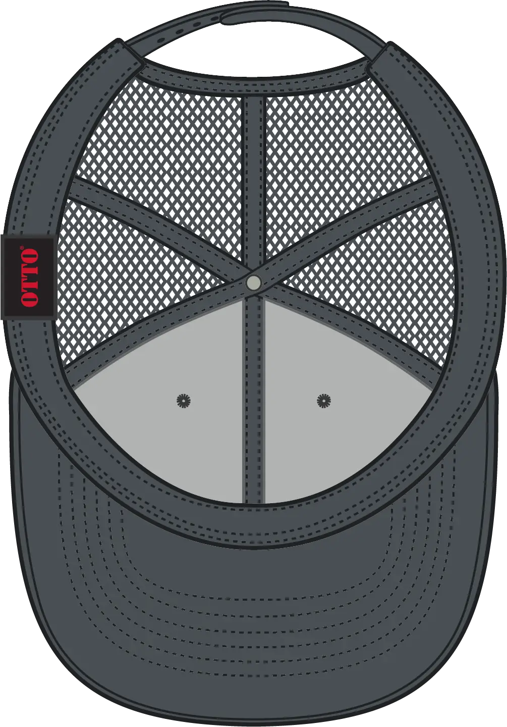 Otto 83-473 6 Panel Low Profile Mesh Back Trucker Cap - Ch.gry/blk/ch.gry - 1/2’’ - 7 5/8’’