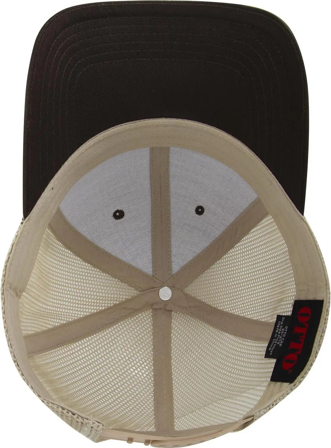 Otto 83-473 6 Panel Low Profile Mesh Back Trucker Cap - Dk.brn/dk.brn/kha - 1/2’’ - 7 5/8’’