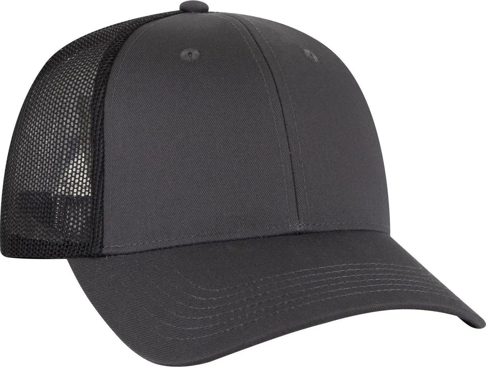 Otto 83-473 6 Panel Low Profile Mesh Back Trucker Cap - Ch.gry/ch.gry/blk - 1/2’’ - 7 5/8’’