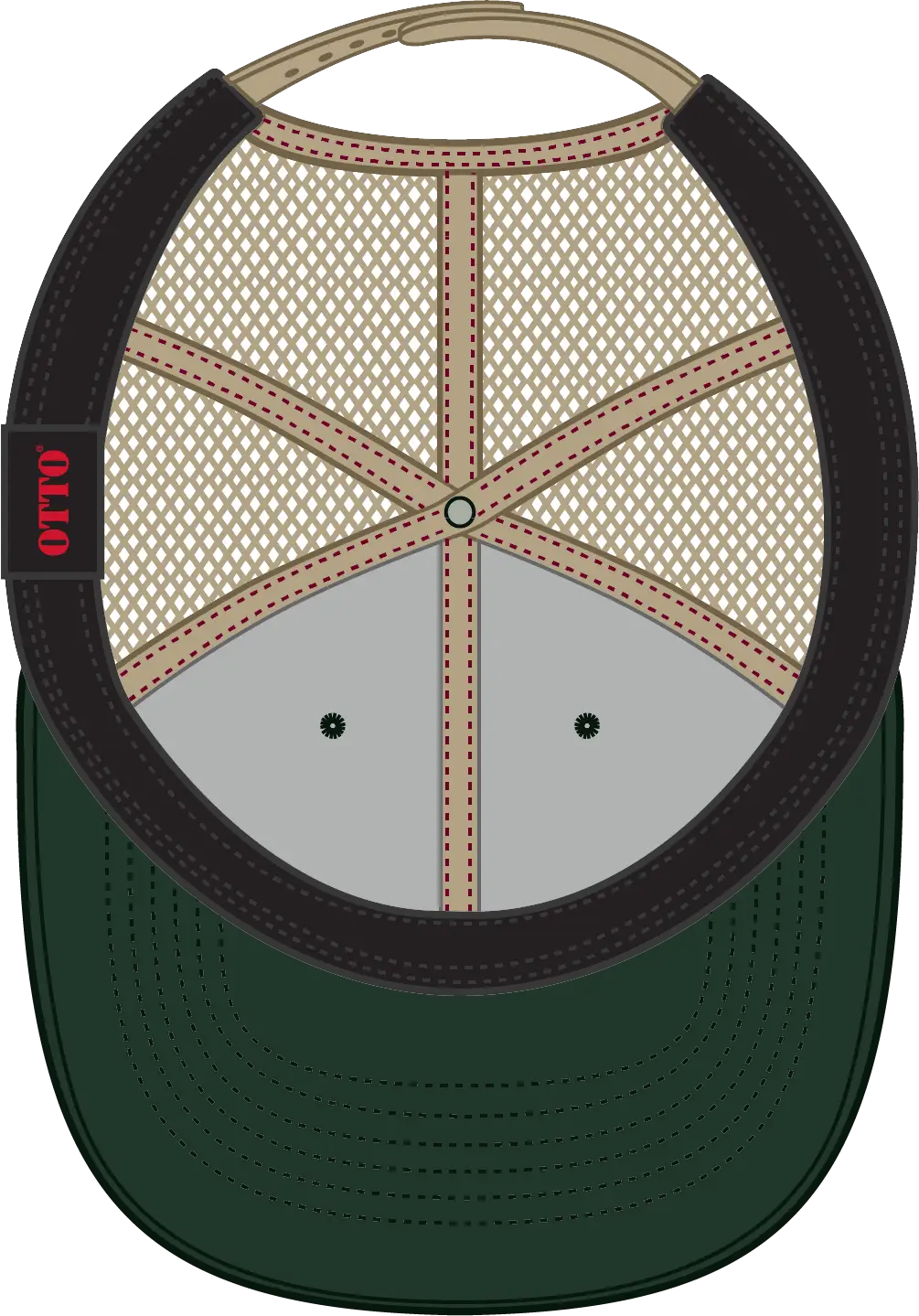 Otto 83-473 6 Panel Low Profile Mesh Back Trucker Cap - Dk.grn/dk.grn/kha - 1/2’’ - 7 5/8’’