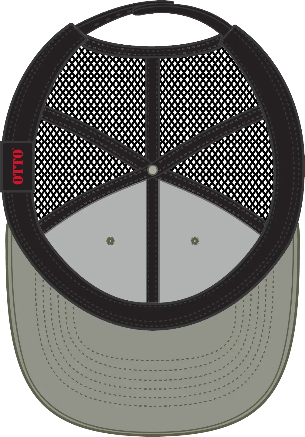 Otto 83-473 6 Panel Low Profile Mesh Back Trucker Cap - Ol.grn/ol.grn/blk - 1/2’’ - 7 5/8’’