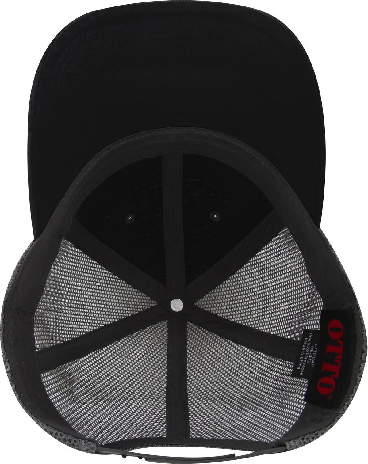 Otto 83-473 6 Panel Low Profile Mesh Back Trucker Cap - Blk/ch.gry/ch.gry - 1/2’’ - 7 5/8’’