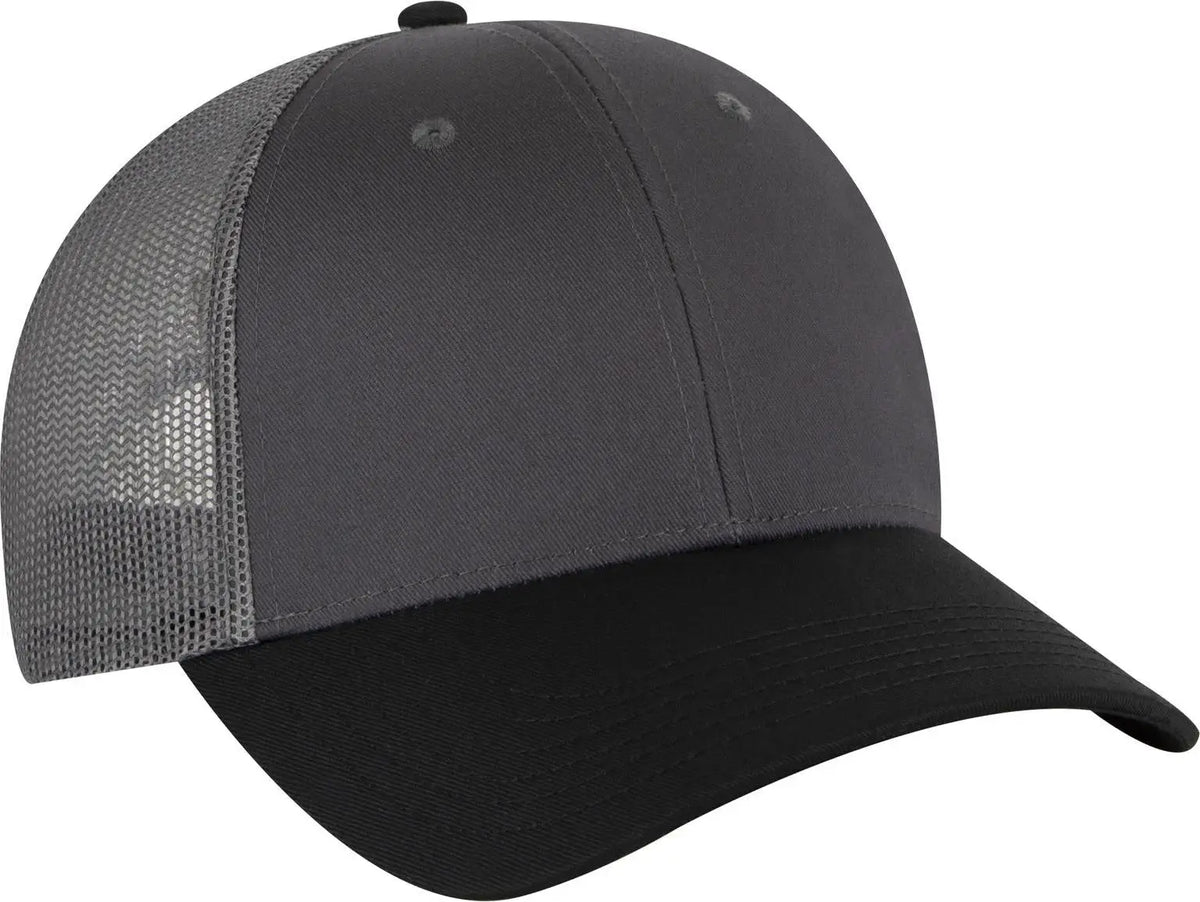 Otto 83-473 6 Panel Low Profile Mesh Back Trucker Cap - Blk/ch.gry/ch.gry - 1/2’’ - 7 5/8’’