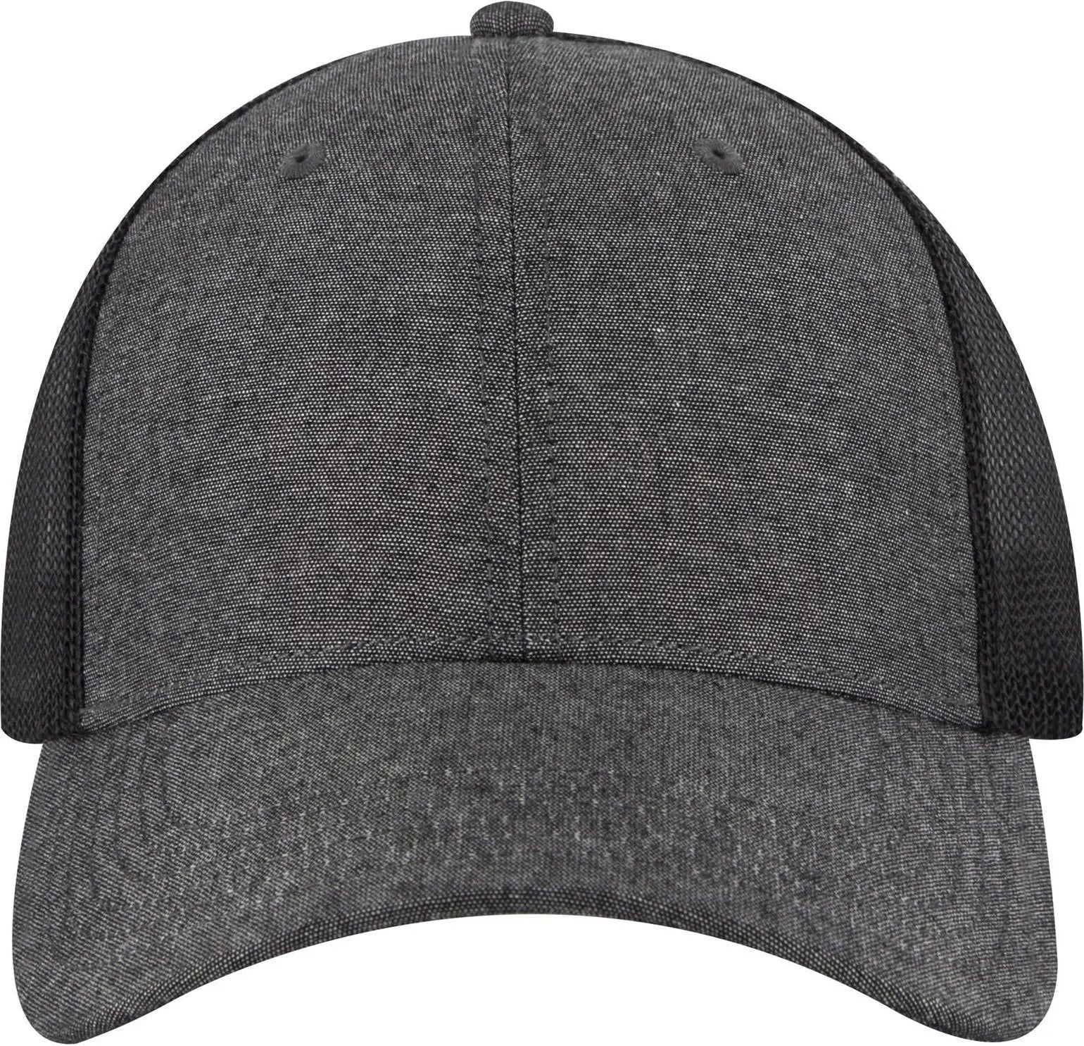 Otto 83-473 6 Panel Low Profile Mesh Back Trucker Cap - Black - 1/2’’ - 7 5/8’’