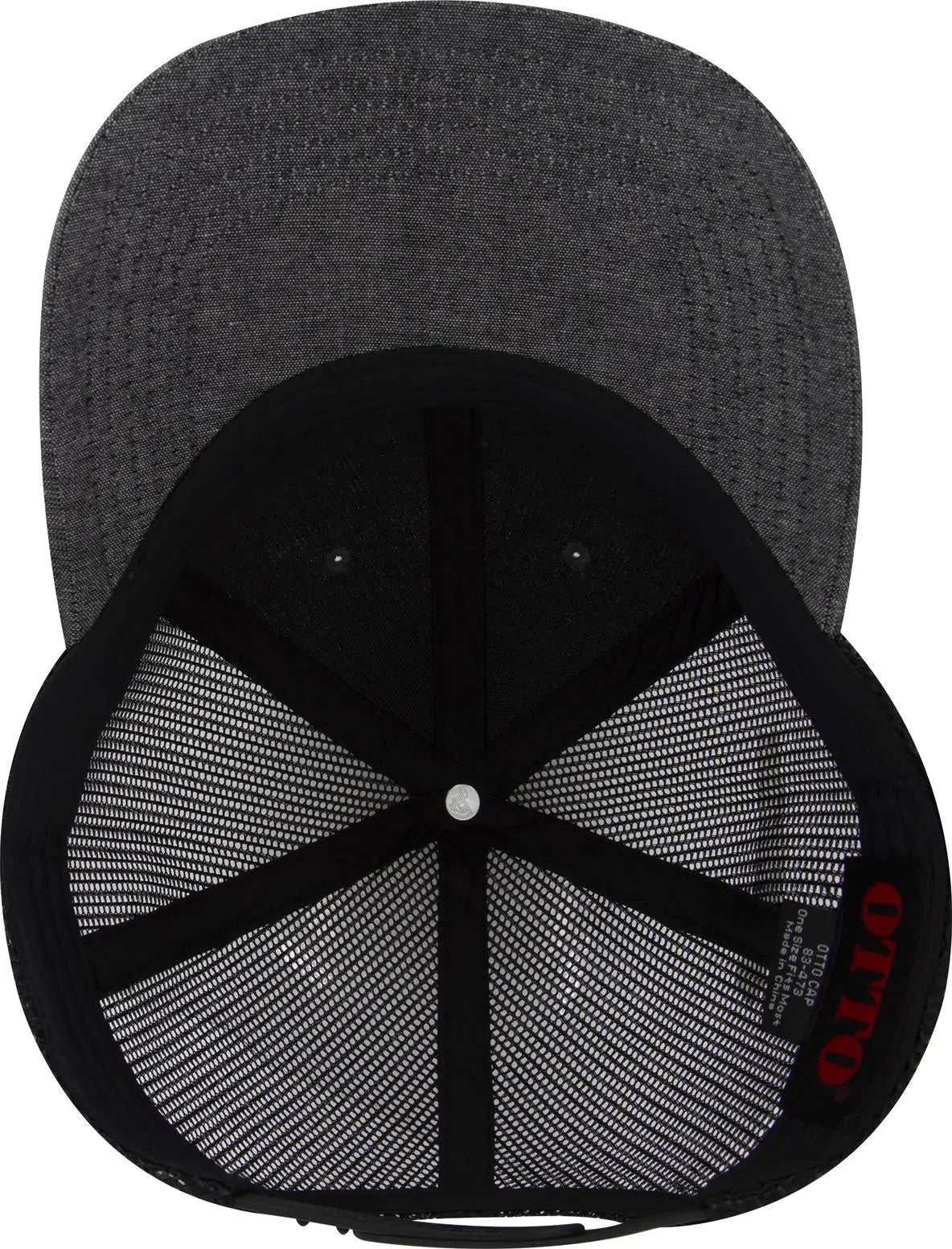 Otto 83-473 6 Panel Low Profile Mesh Back Trucker Cap - Black - 1/2’’ - 7 5/8’’