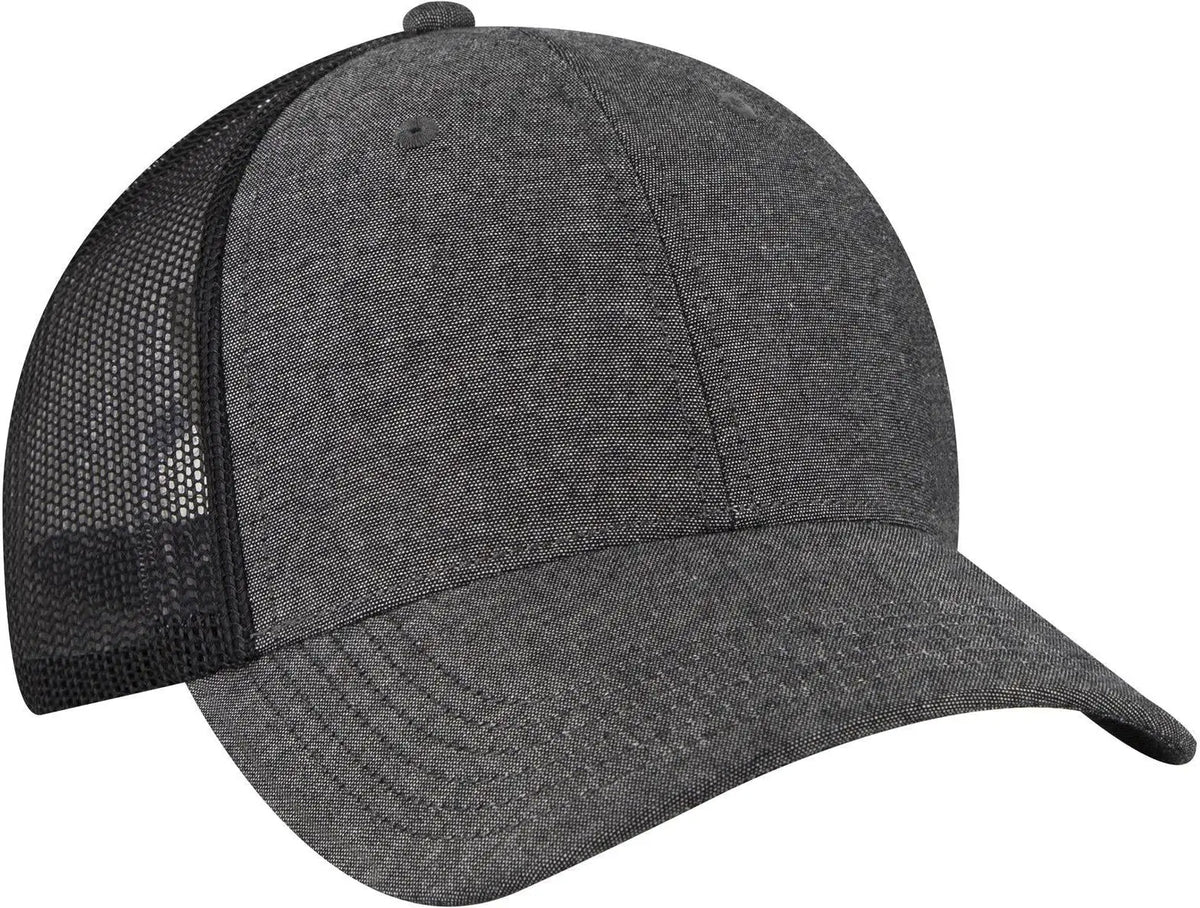 Otto 83-473 6 Panel Low Profile Mesh Back Trucker Cap - Black - 1/2’’ - 7 5/8’’