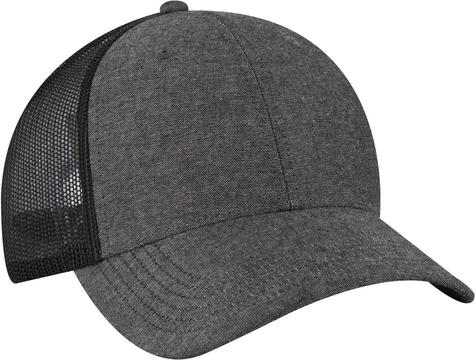 Otto 83-473 6 Panel Low Profile Mesh Back Trucker Cap - Black - 1/2’’ - 7 5/8’’