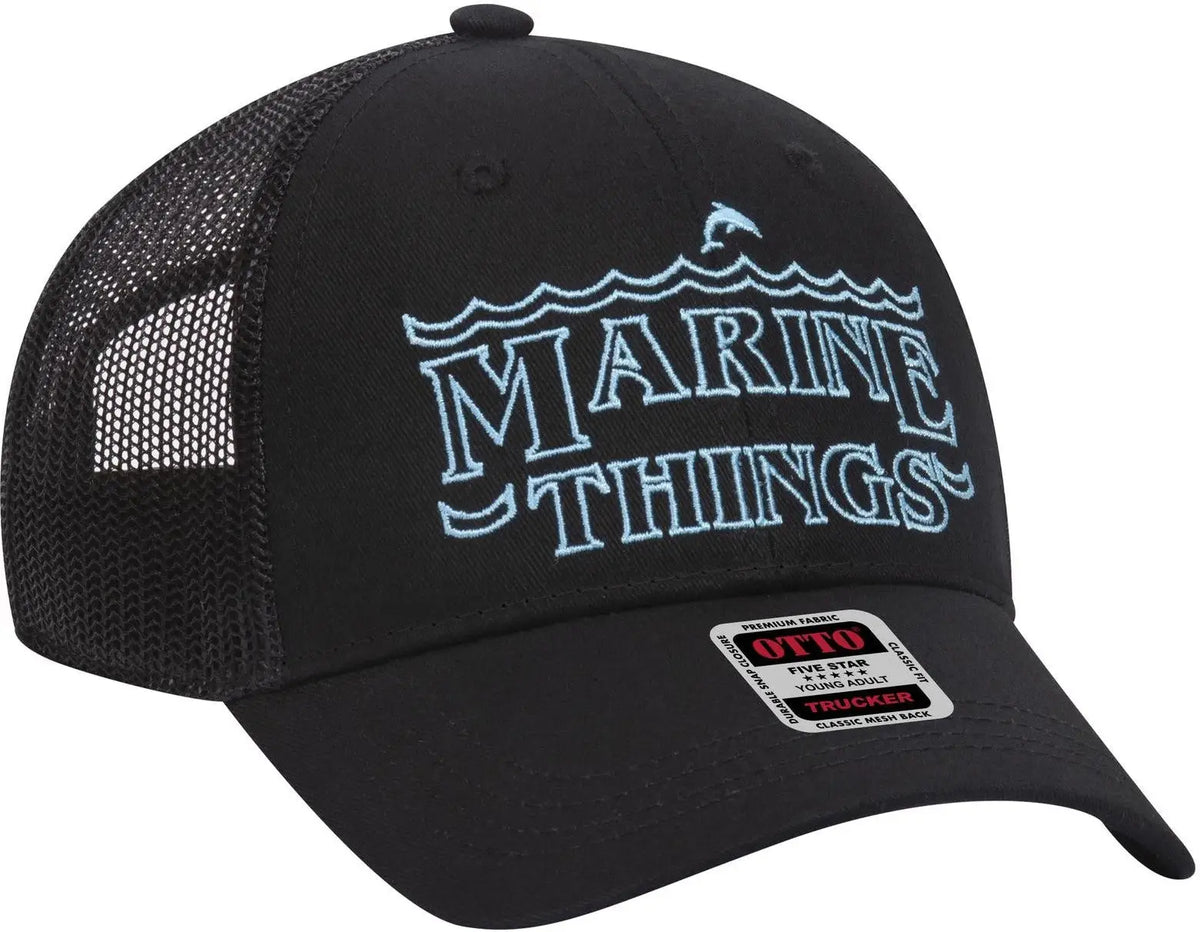 Otto 83-473 6 Panel Low Profile Mesh Back Trucker Cap - Black