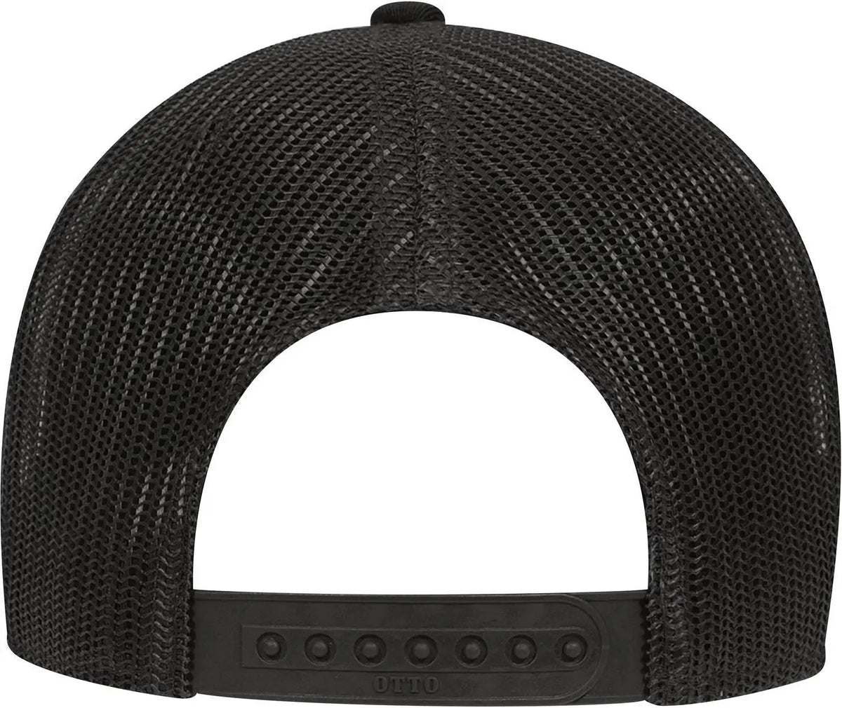 Otto 83-473 6 Panel Low Profile Mesh Back Trucker Cap - Black
