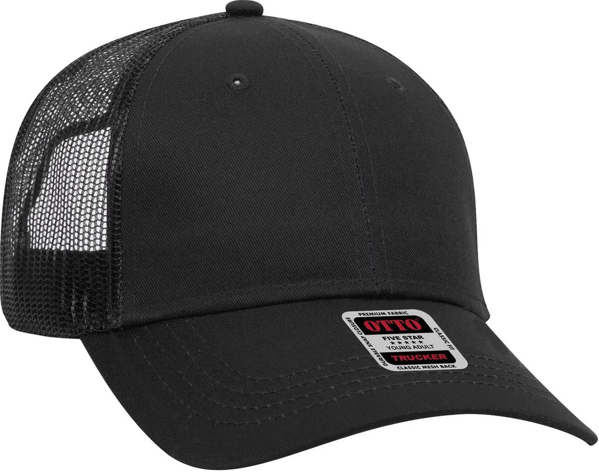 Otto 83-473 6 Panel Low Profile Mesh Back Trucker Cap - Black
